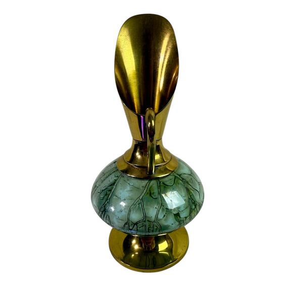 VTG Hand-painted Delft Ware & Brass Ewer Vase 6.25" W.B. Leersum Holland MCM - Picture 2 of 7